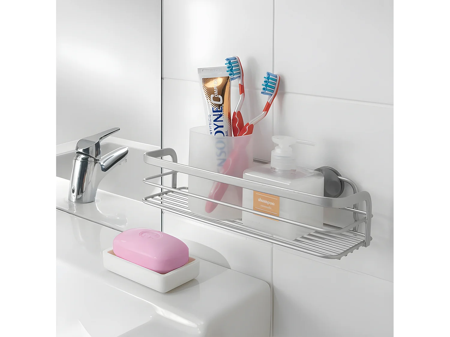 Étagère de Salle de Bain 1 Niveau Série VIVA de Metaltex. Finition Polytherm® Couleur Argent