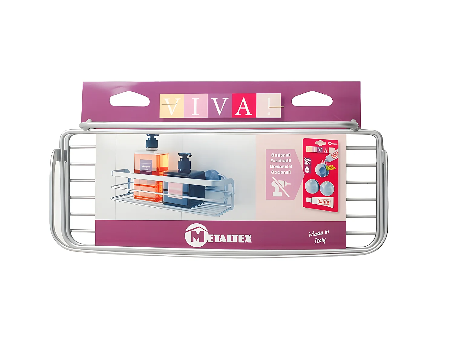 Étagère de Salle de Bain 1 Niveau Série VIVA de Metaltex. Finition Polytherm® Couleur Argent