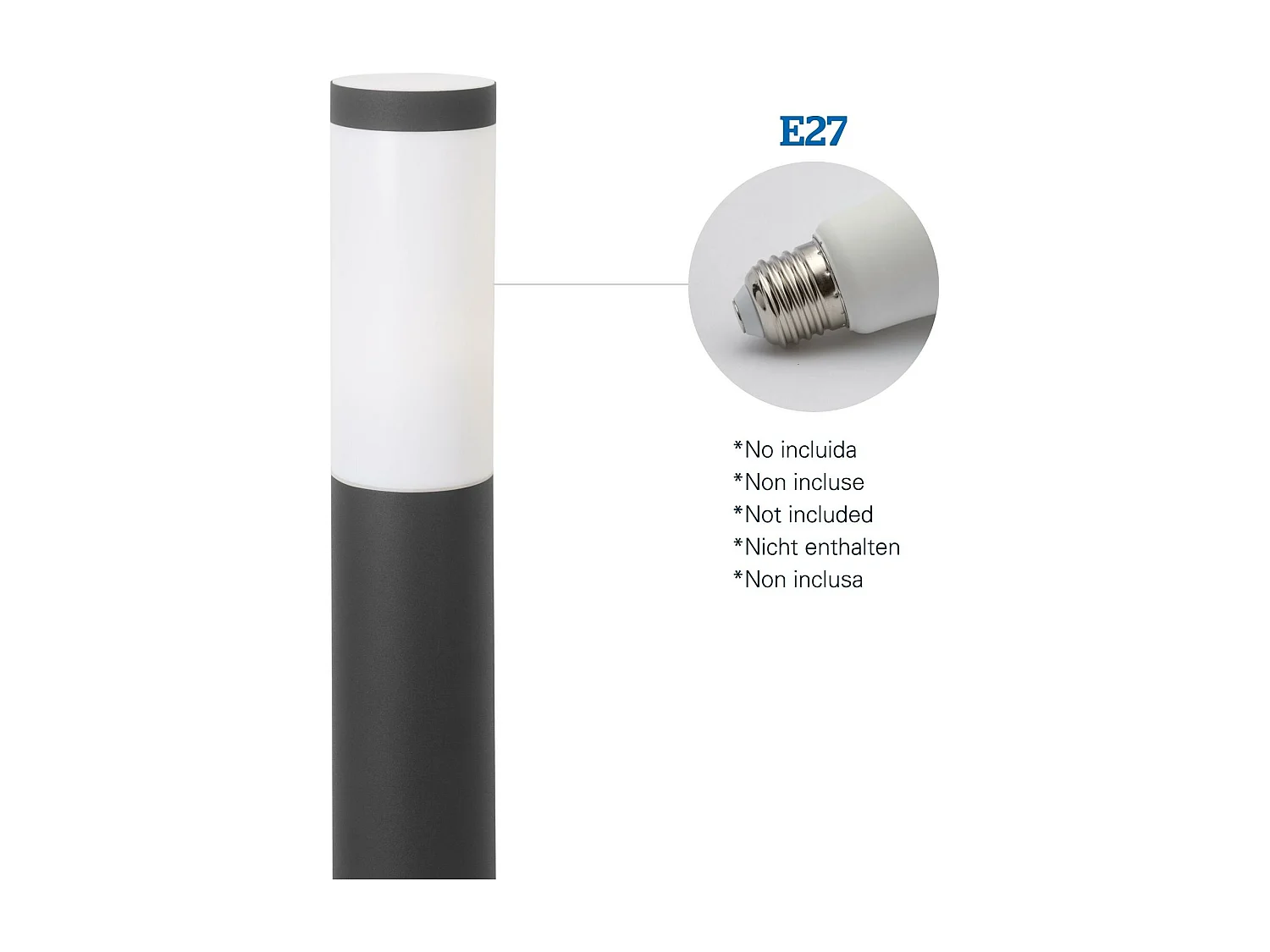 FORLIGHT Balise de Jardin Ip55 Koral 450Mm E27 15W Gris Urbain 1485Lm