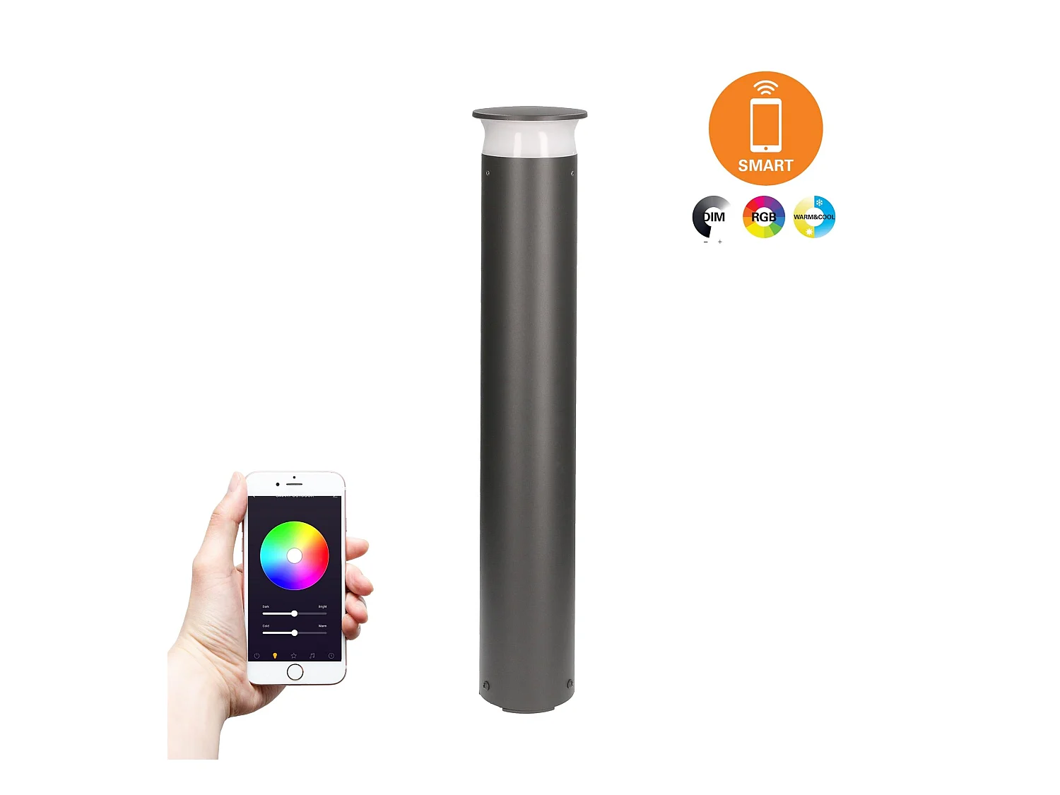 FORLIGHT Balise de Jardin Ip65 Zip Led 3.,Na.,Naw Rgb Gris Urbain 55Lm