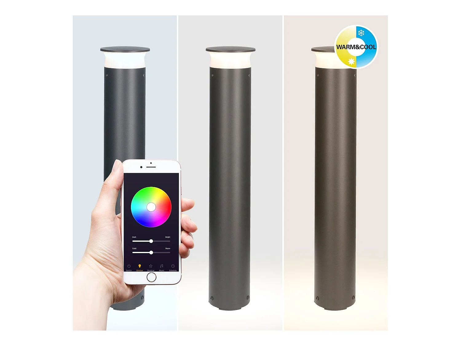 FORLIGHT Balise de Jardin Ip65 Zip Led 3.,Na.,Naw Rgb Gris Urbain 55Lm