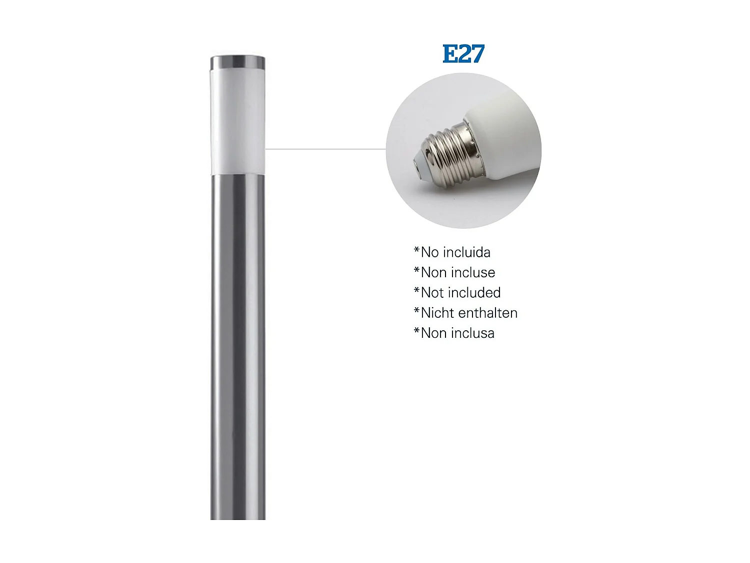 FORLIGHT Balise de Jardin Ip55 Koral 800Mm E27 15W Acier Inoxydable 1423Lm