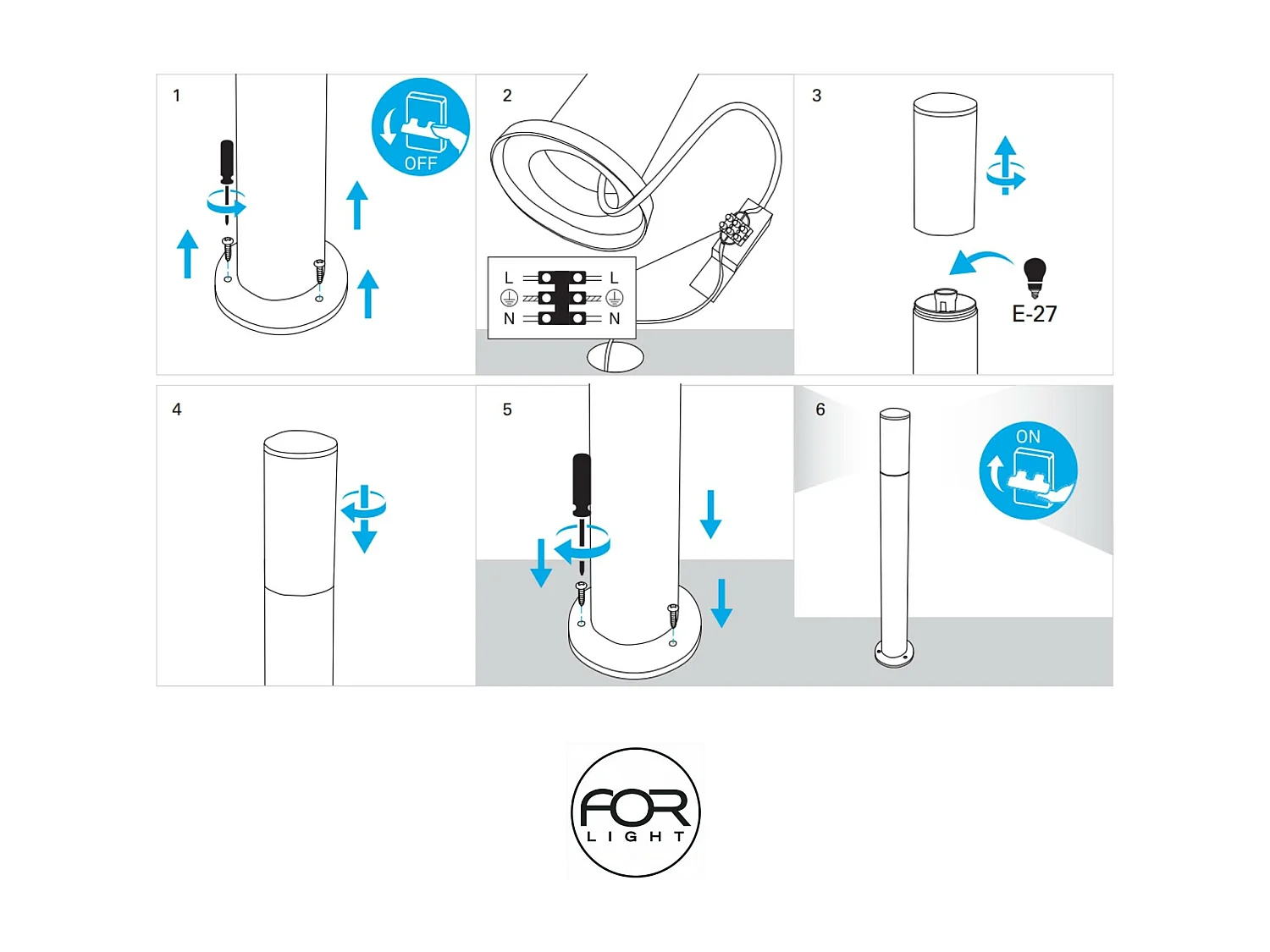 FORLIGHT Balise de Jardin Ip55 Koral 800Mm E27 15W Acier Inoxydable 1423Lm
