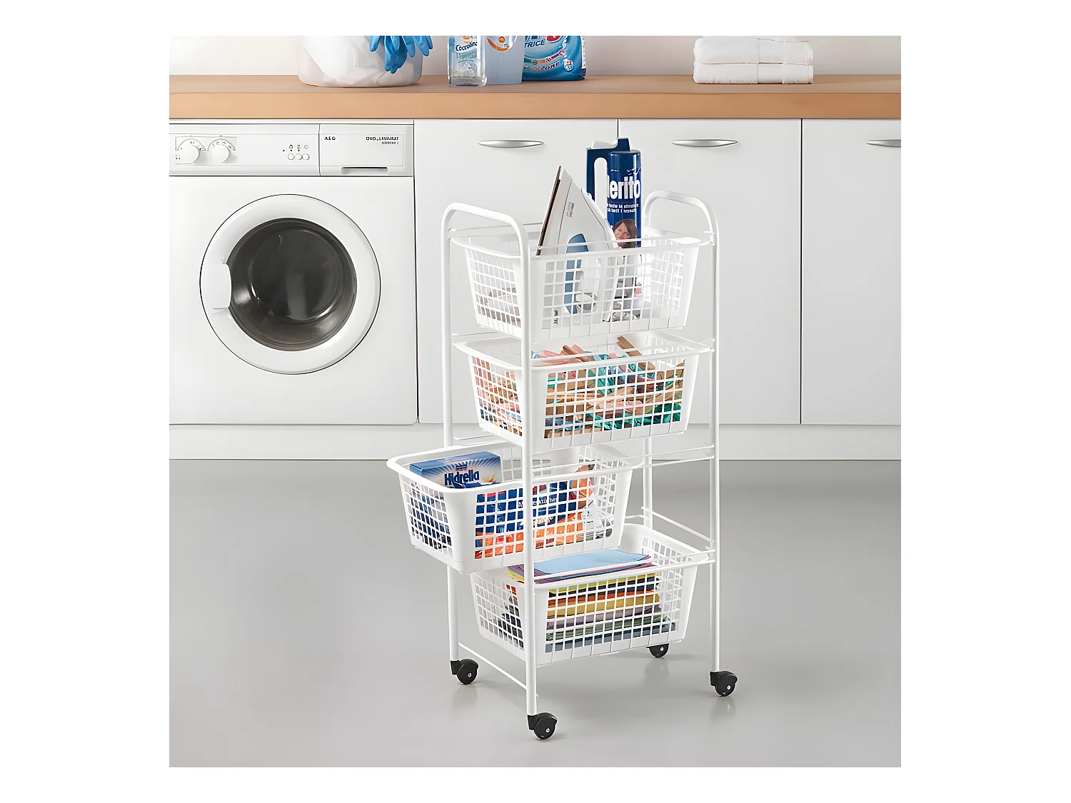 Panier Multifonction 4 Corbeilles Amovibles MIAMI de Metaltex. Couleur Blanc