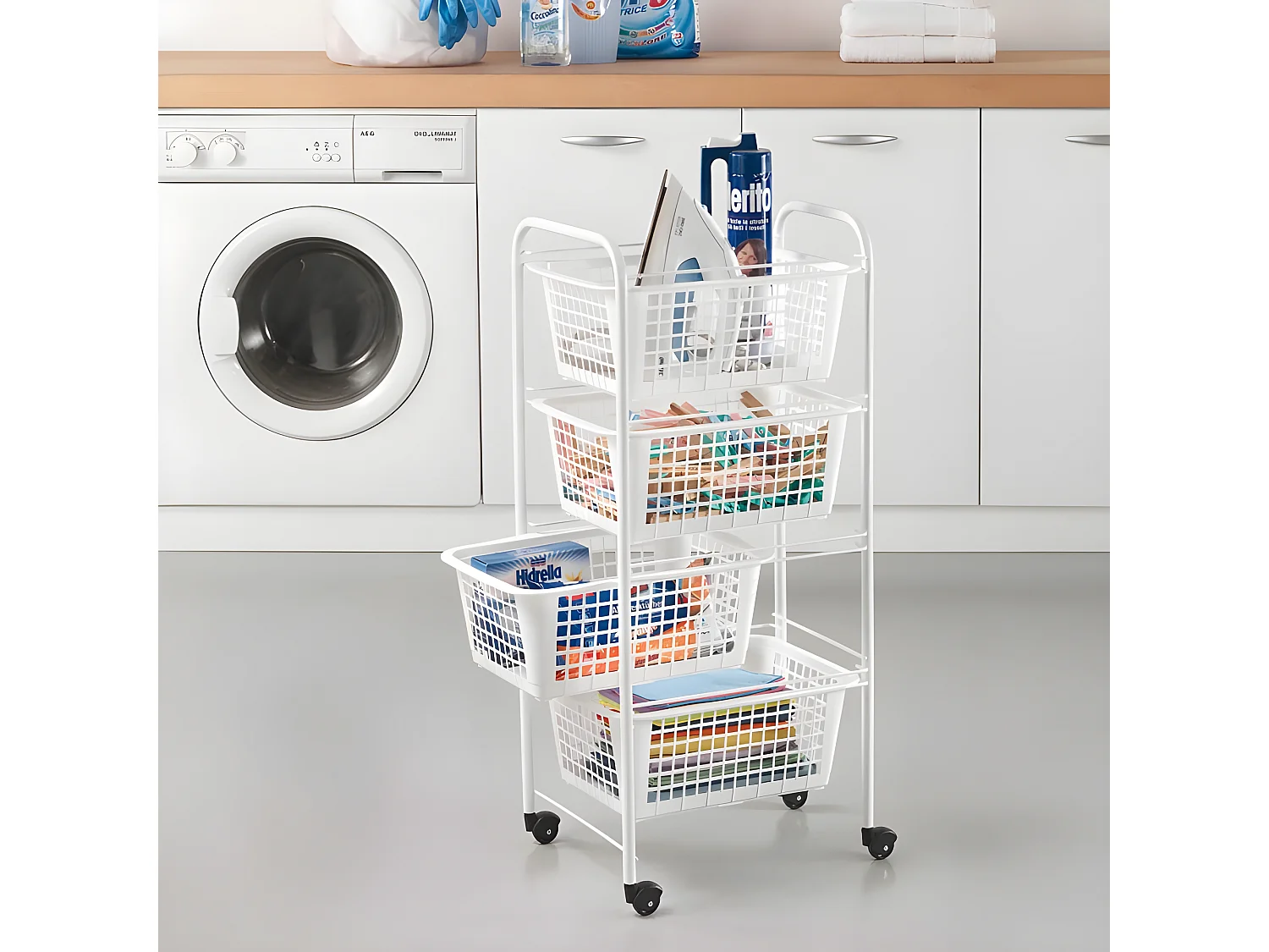 Panier Multifonction 4 Corbeilles Amovibles MIAMI de Metaltex. Couleur Blanc