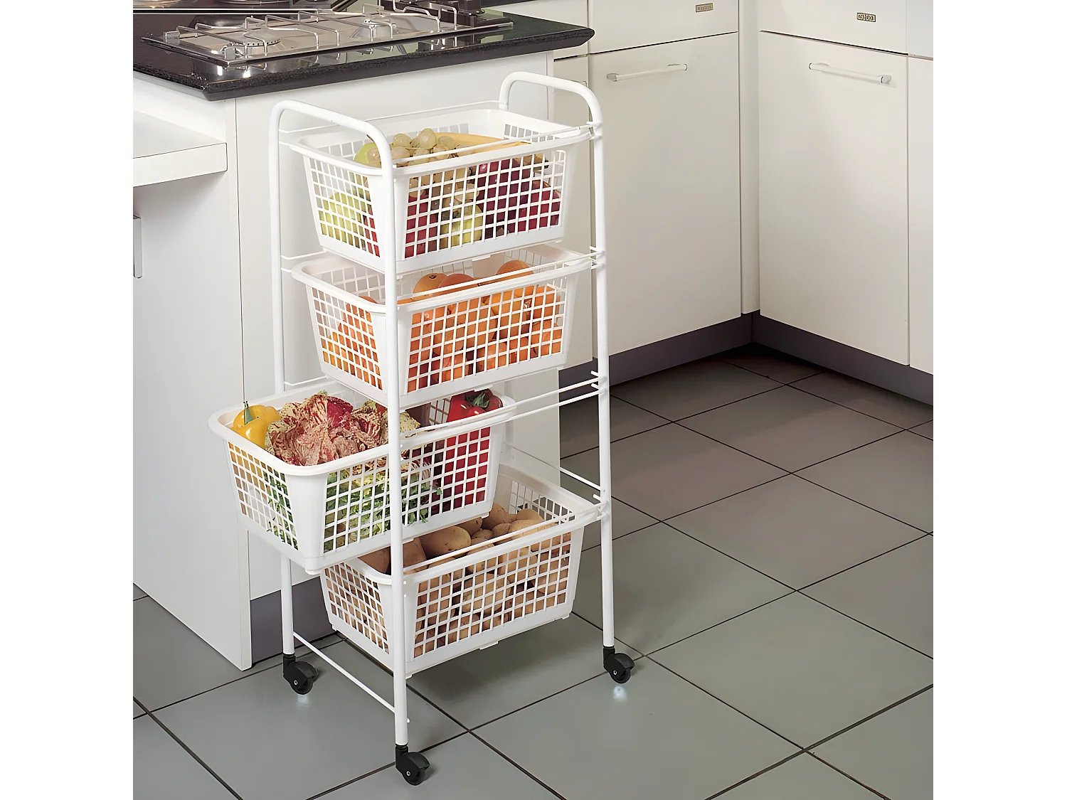 Panier Multifonction 4 Corbeilles Amovibles MIAMI de Metaltex. Couleur Blanc