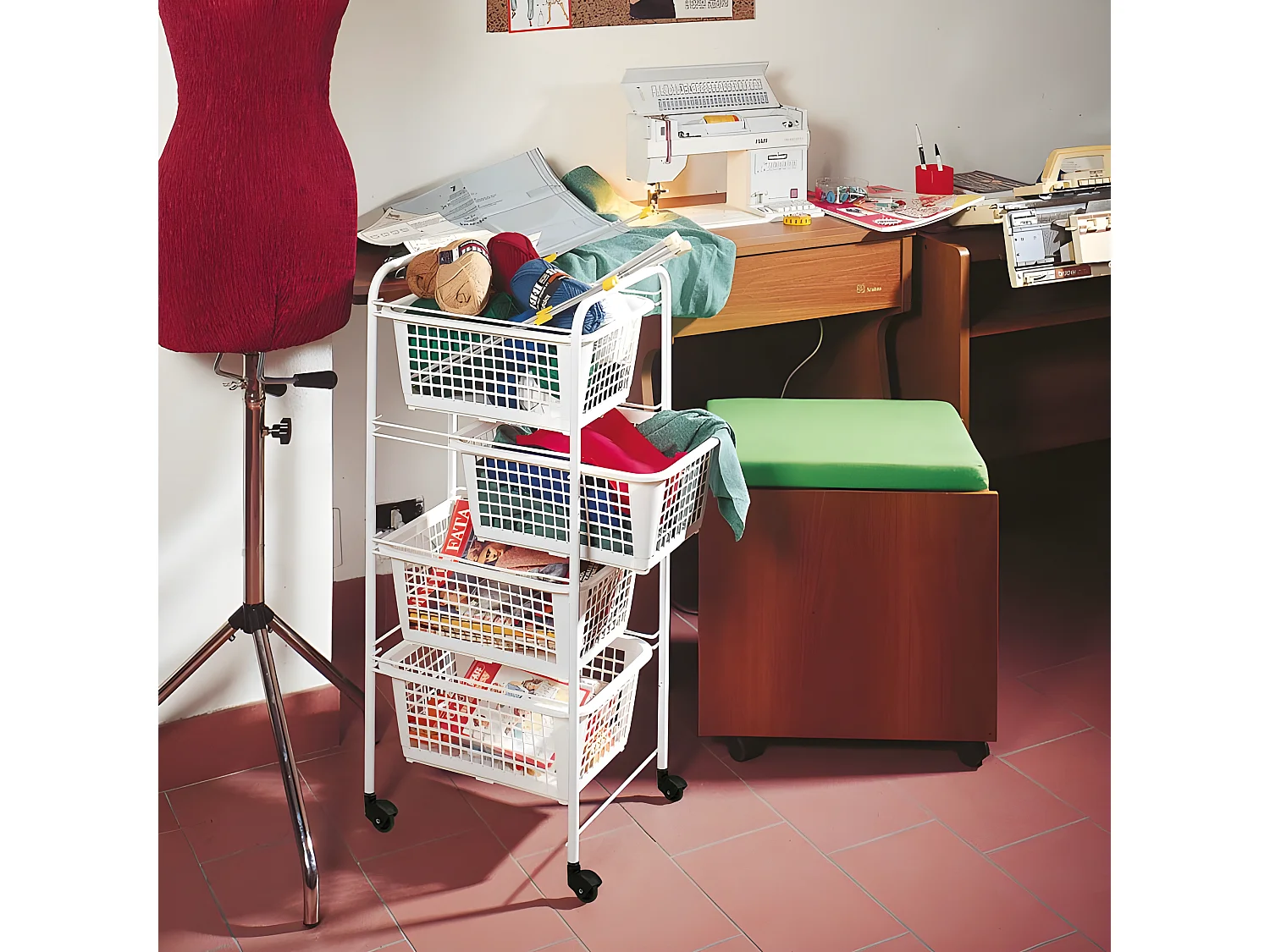 Panier Multifonction 4 Corbeilles Amovibles MIAMI de Metaltex. Couleur Blanc