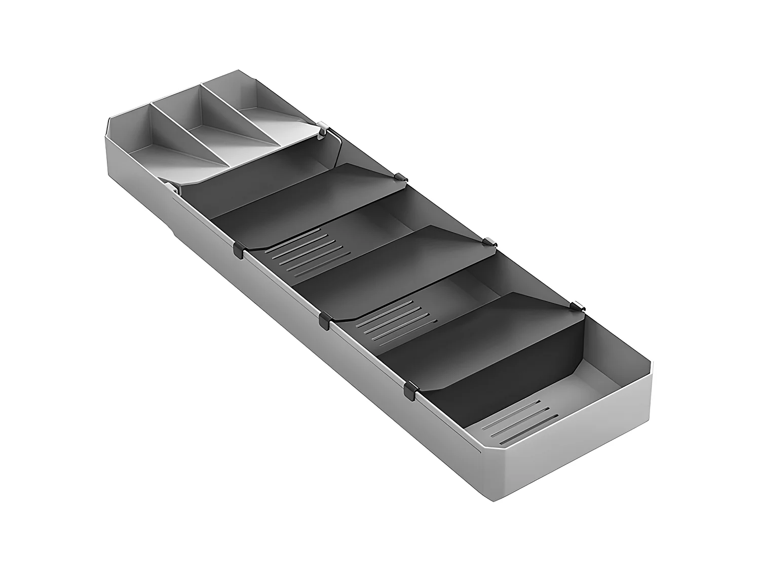 Organizador de Talheres Ajustável UNI FIT Metaltex Cinza Plástico ABS + PP 90 peças 40/49x6x15 cm