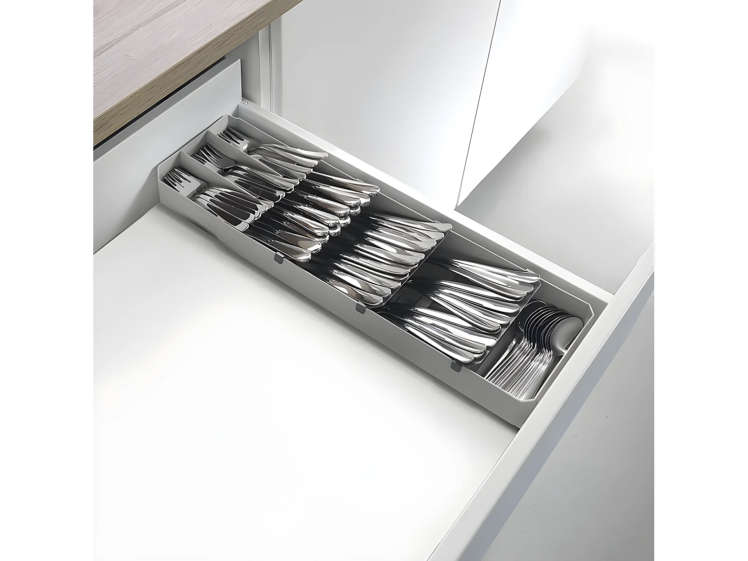 Organizador de Cubiertos Ajustable UNI FIT Metaltex Gris Plástico ABS + PP 90 piezas 40/49x6x15 cm