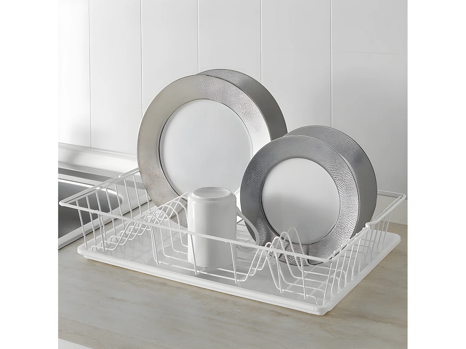 Escorredor GERMATEX + bandeja BRANCA 48x30 cm - Fabricado em Itália