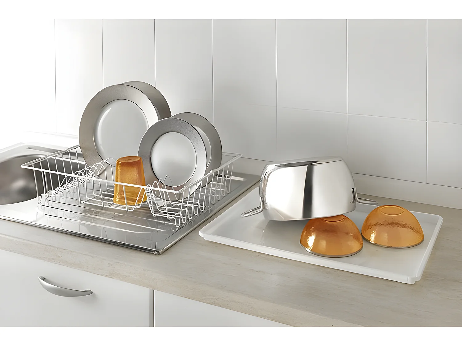 Escorredor GERMATEX + bandeja BRANCA 48x30 cm - Fabricado em Itália