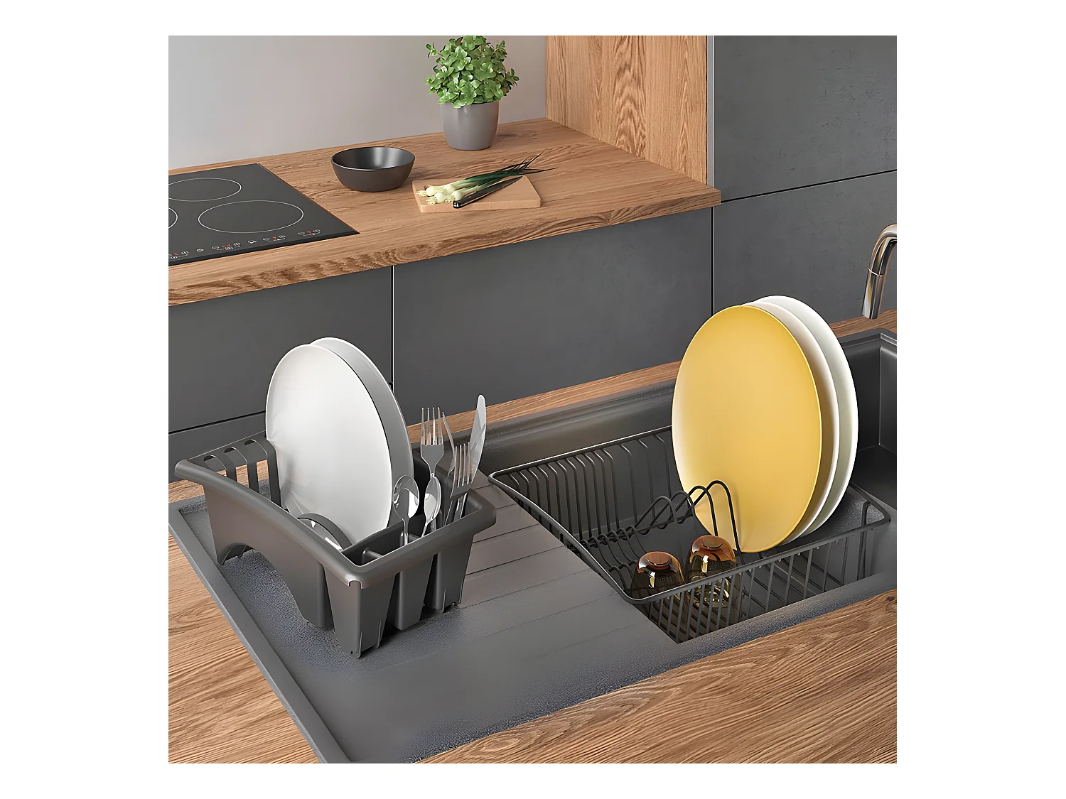 Escorredor de Louça Aquatex Plus Lava Noir Metaltex Touch-Therm 31x37x13 cm