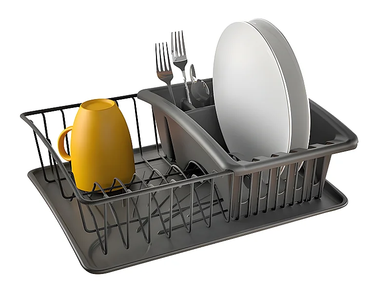 Plateau à Égouttoir et Porte-Couverts Indépendant AQUATEX LAVA en Métaltex 31x37x13 cm