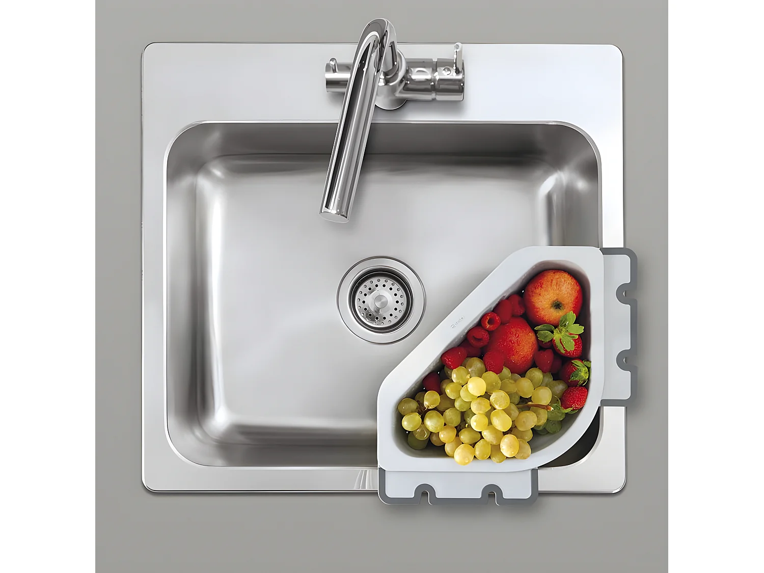 Afdruiprek voor Gootsteen DRAIN ON Metaltex 3,1 liter Grijs Multifunctioneel