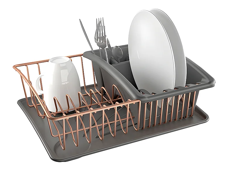 Plateau à Égouttoir et Porte-Couverts Indépendant AQUATEX COPPER de Metaltex 31x37x13 cm