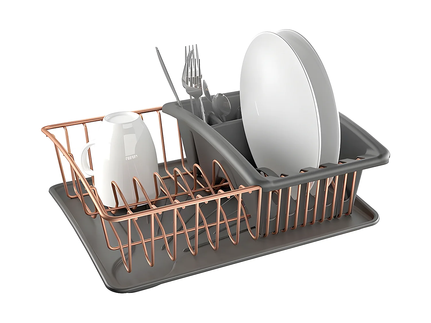 Plateau à Égouttoir et Porte-Couverts Indépendant AQUATEX COPPER de Metaltex 31x37x13 cm