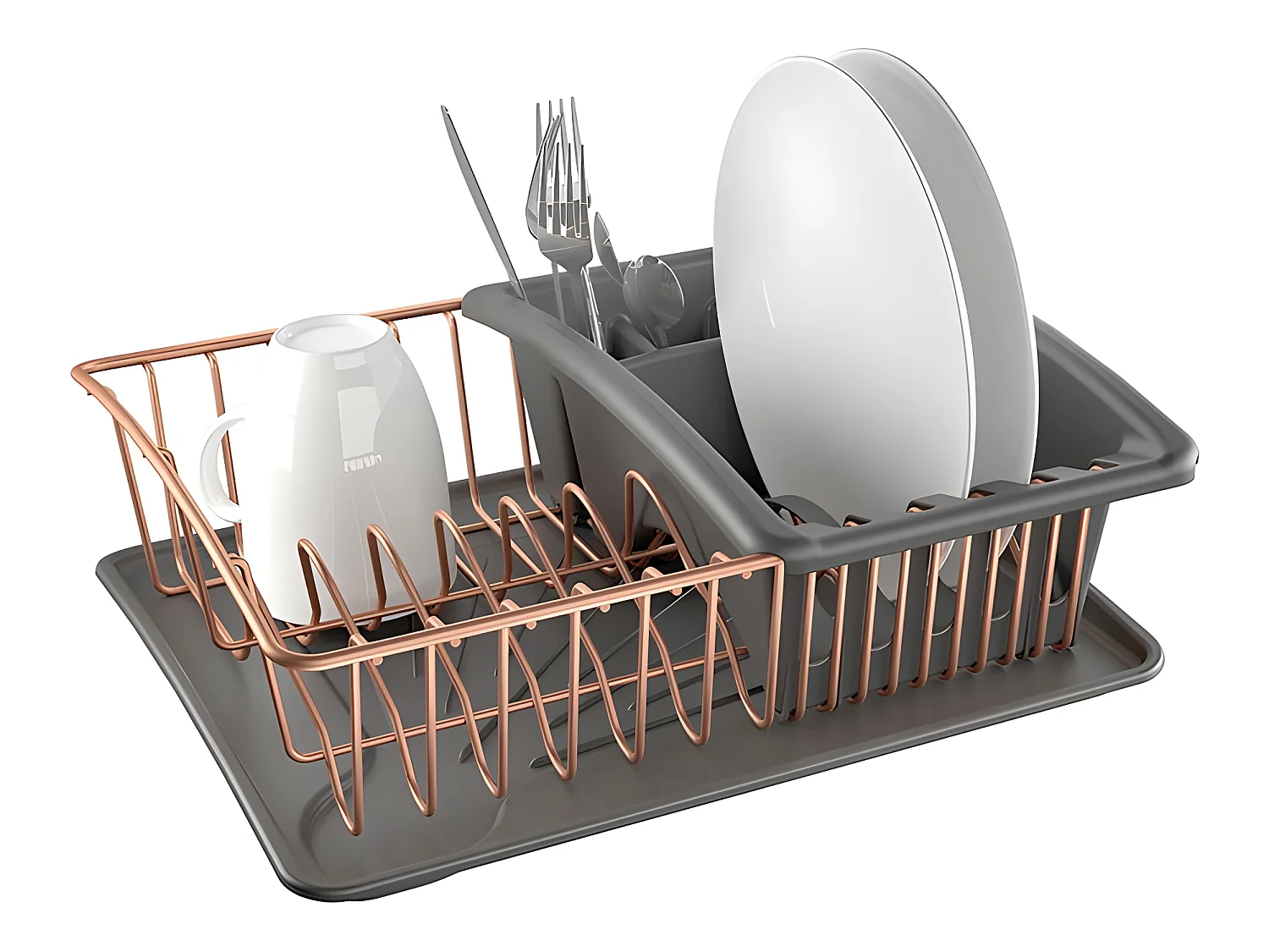 Plateau à Égouttoir et Porte-Couverts Indépendant AQUATEX COPPER de Metaltex 31x37x13 cm