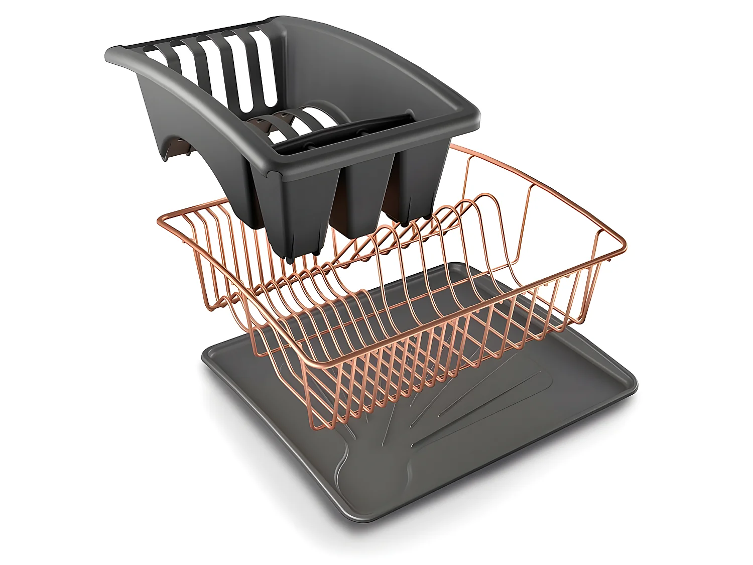 Plateau à Égouttoir et Porte-Couverts Indépendant AQUATEX COPPER de Metaltex 31x37x13 cm