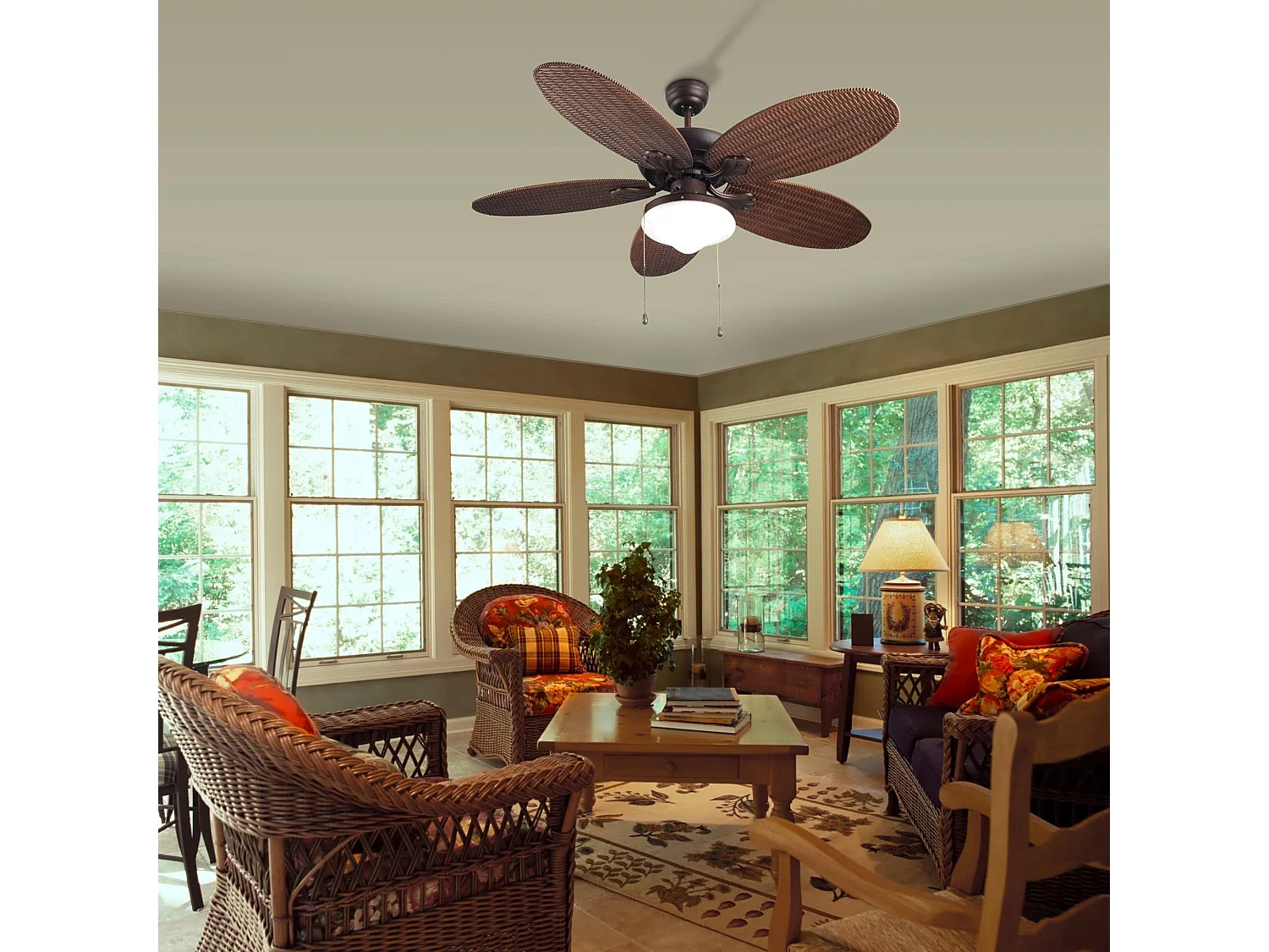 LEDS C4 Ventilateur du Plafond Ip20 Phuket Marron Cuivré Marron