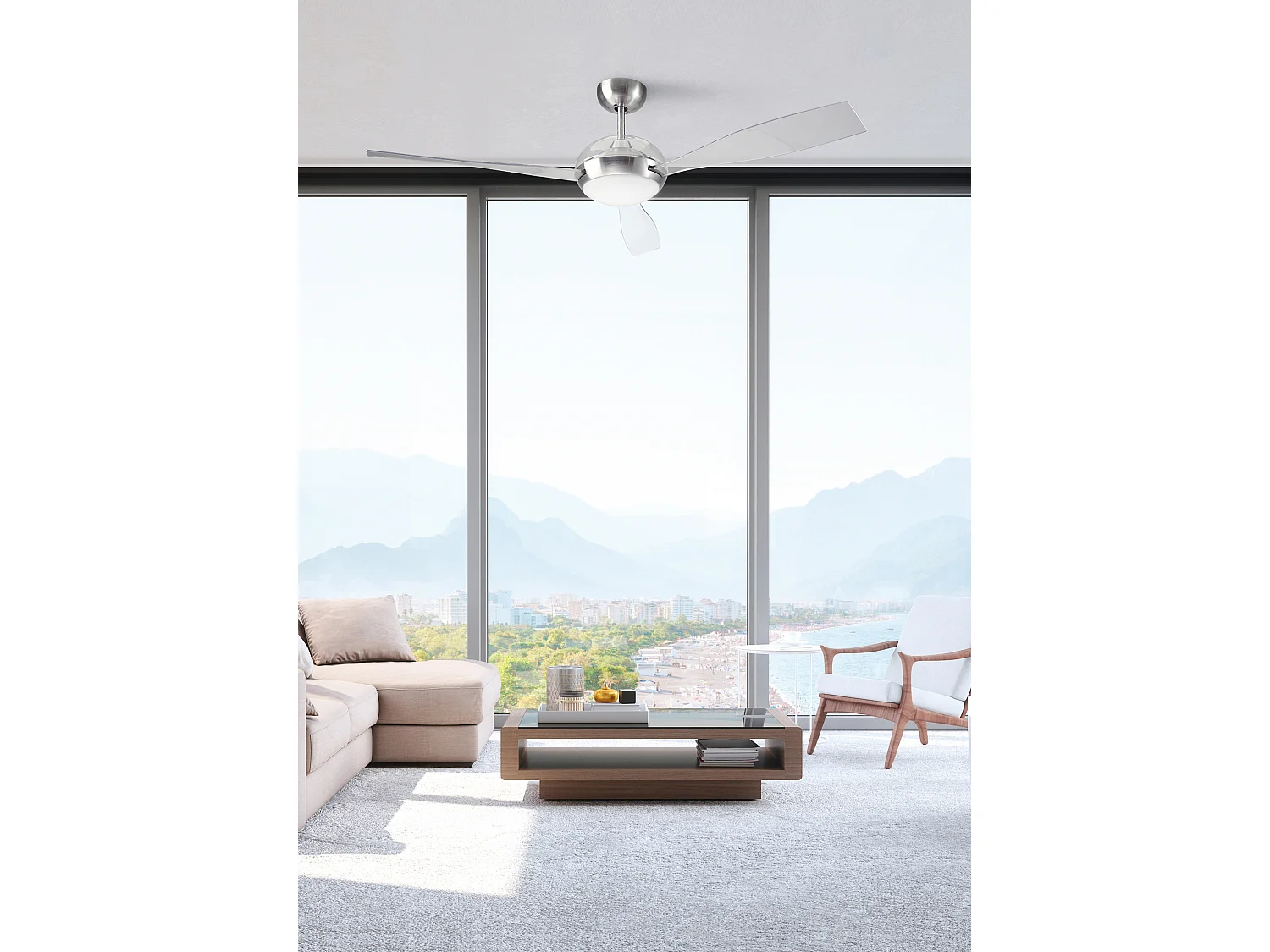 LEDS C4 Ventilateur du Plafond Ip20 Sirocco Led 16W Blanc Chaud - 3000K 0-10V / Dali / Pwm Nickel