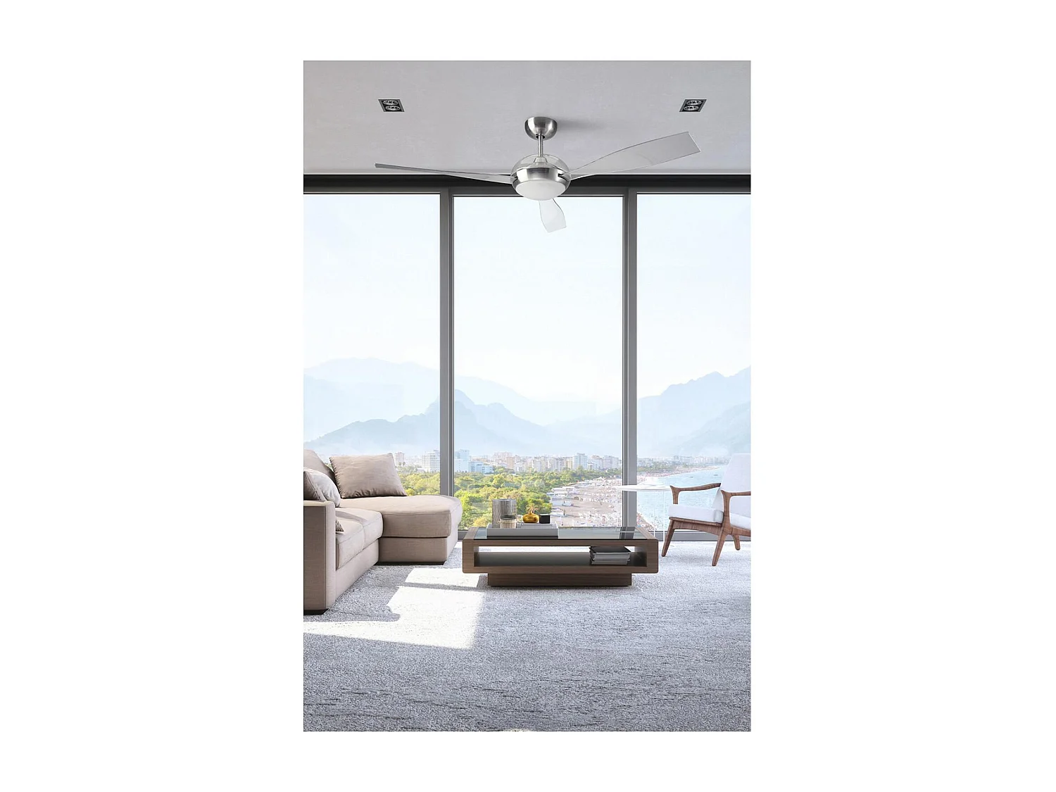 LEDS C4 Ventilateur du Plafond Ip20 Sirocco Led 16W Blanc Chaud - 3000K 0-10V / Dali / Pwm Nickel