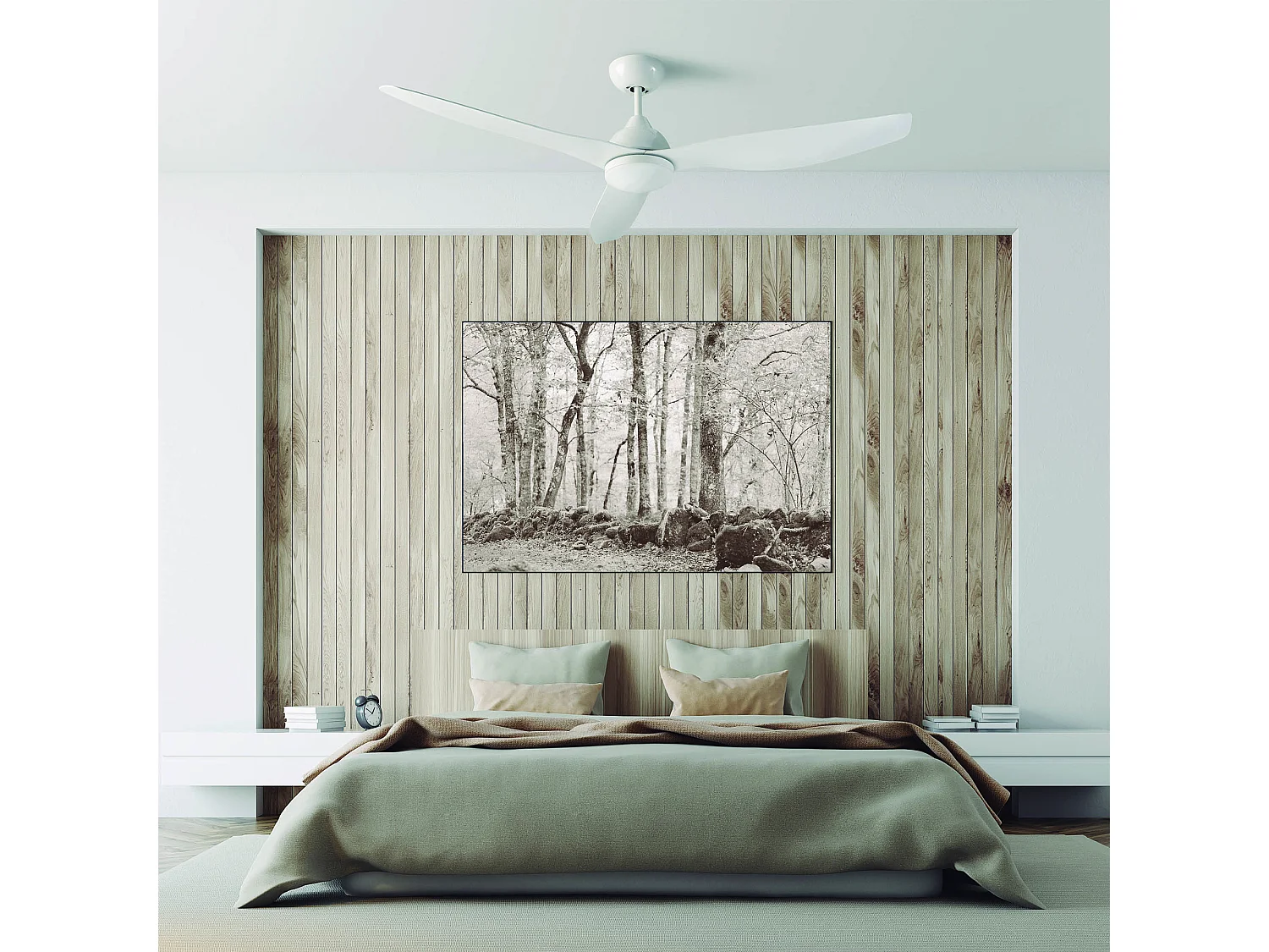 LEDS C4 Ventilateur du Plafond Ip20 Nepal Led 14.5W Blanc Chaud - 3000K Blanc Brillant Blanc 950L