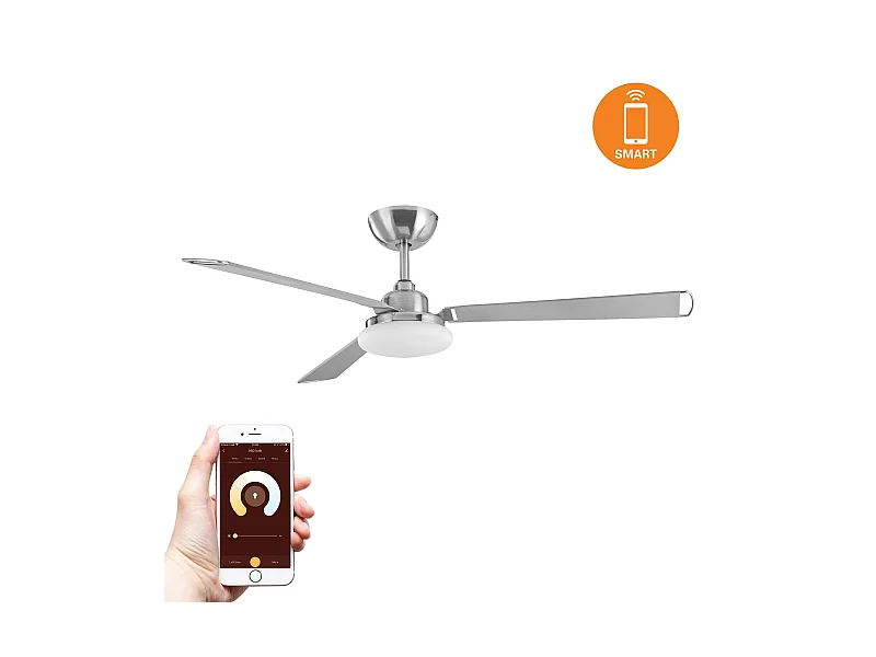 LEDS C4 Ventilateur du Plafond Calima Led 14.4W Tw 3000-5700K Light For Life Nickel Satiné Blanc 8