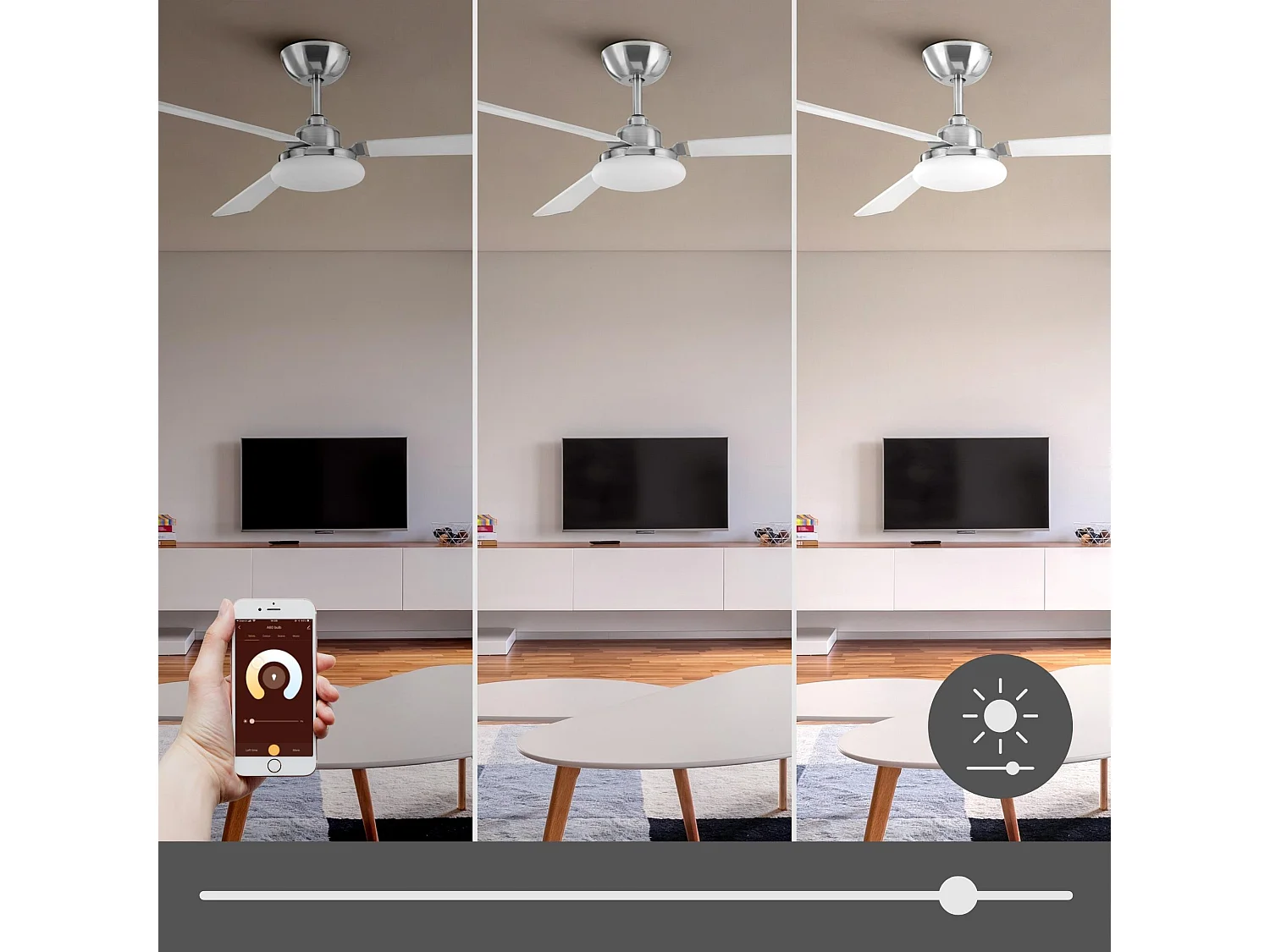 LEDS C4 Ventilateur du Plafond Calima Led 14.4W Tw 3000-5700K Light For Life Nickel Satiné Blanc 8