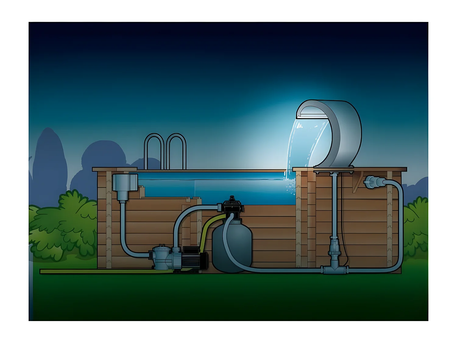 Cascade de piscine Mamba LED en inox - Ubbink