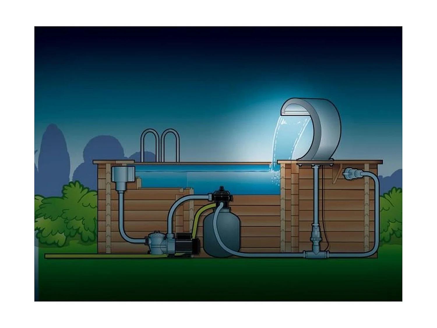 Cascade de piscine Mamba LED en inox - Ubbink