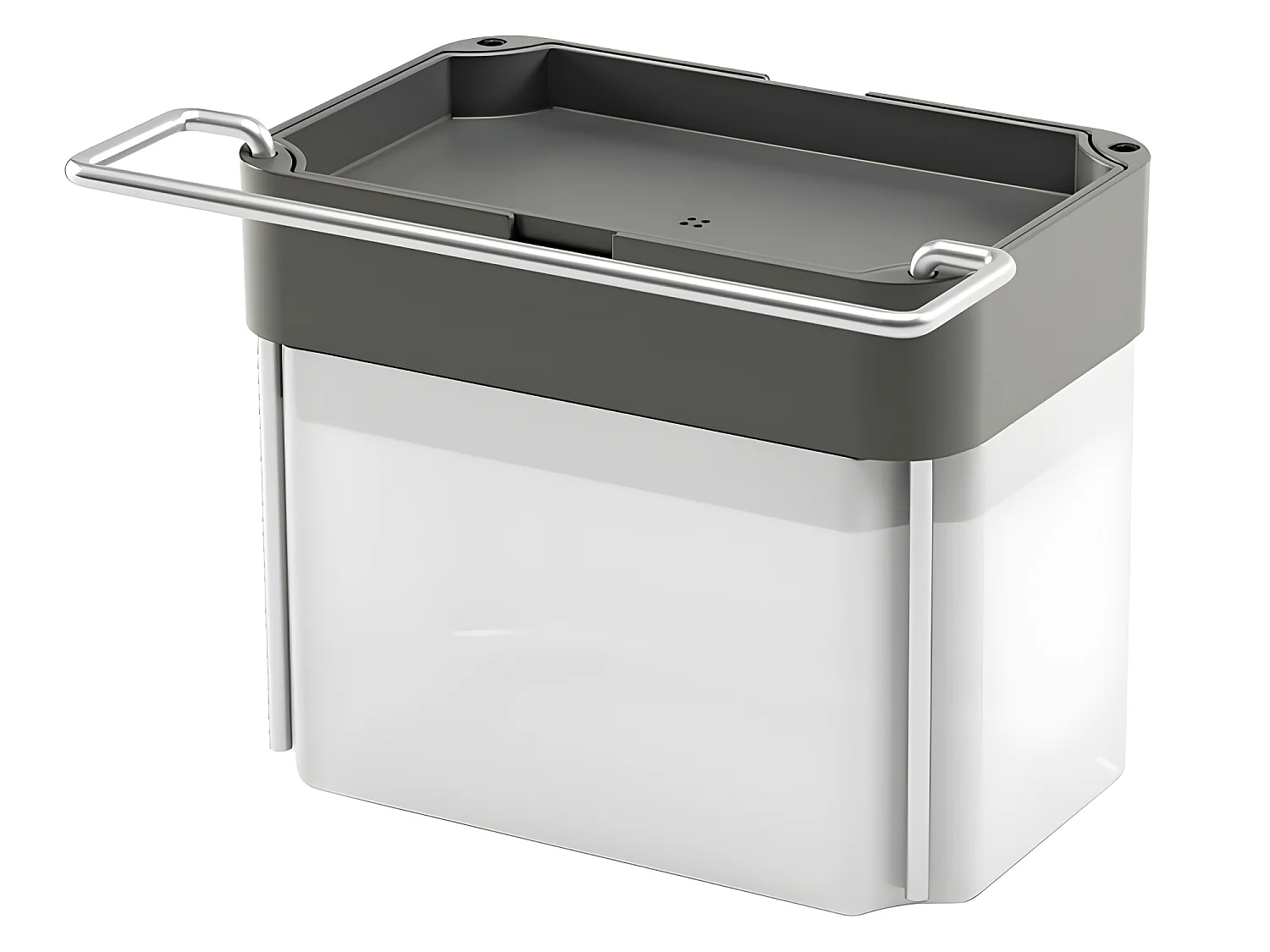 Dispensador de Jabón SPONGETEX Metaltex en Acero Gris con Porta-Esponja Ajustable y Depósito Translúcido