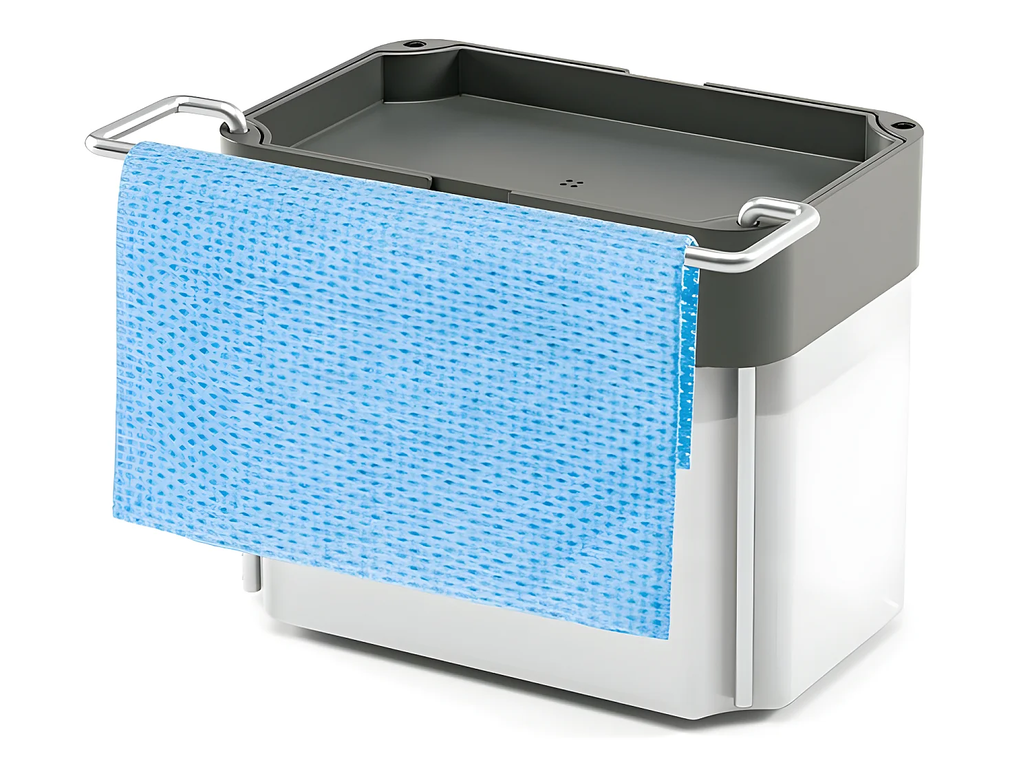 Dispensador de Jabón SPONGETEX Metaltex en Acero Gris con Porta-Esponja Ajustable y Depósito Translúcido