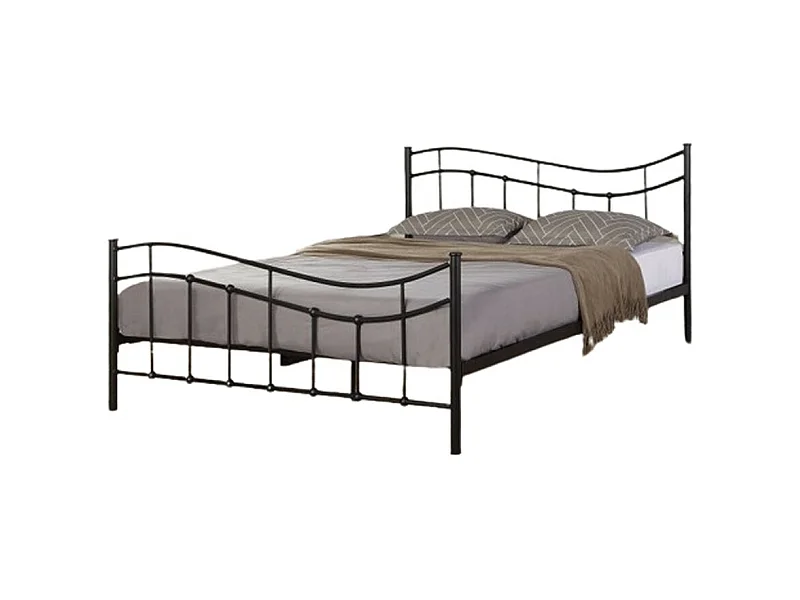 Bett ODETTE 160x200 cm – Schwarzes Metall – Lattenrost inklusive – Eleganz und Robustheit