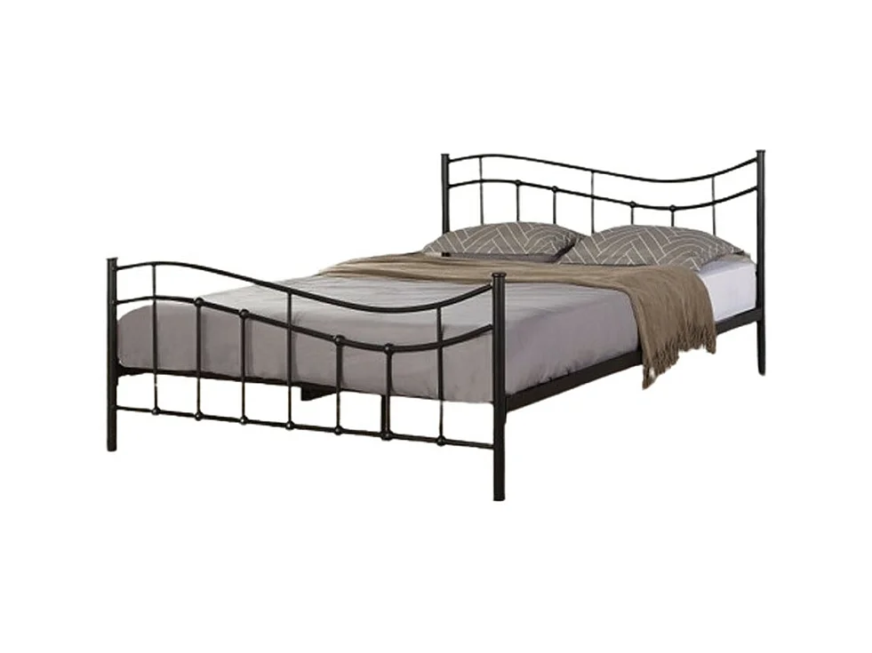Lit ODETTE 160x200 cm – Métal noir – Sommier inclus – Élégance et robustesse