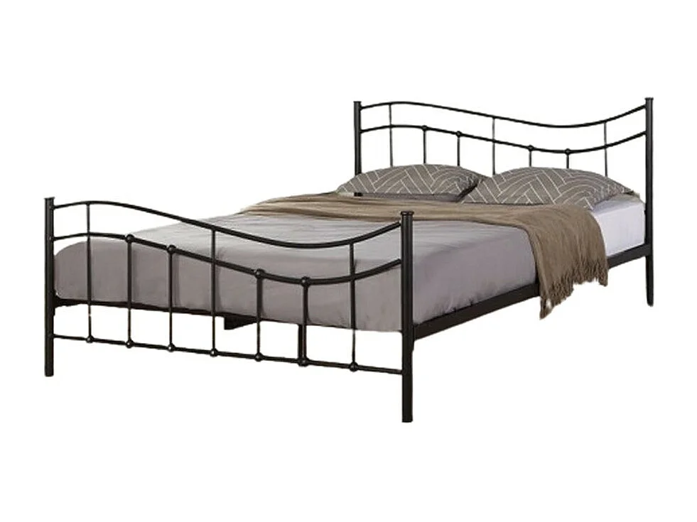 Lit ODETTE 160x200 cm – Métal noir – Sommier inclus – Élégance et robustesse