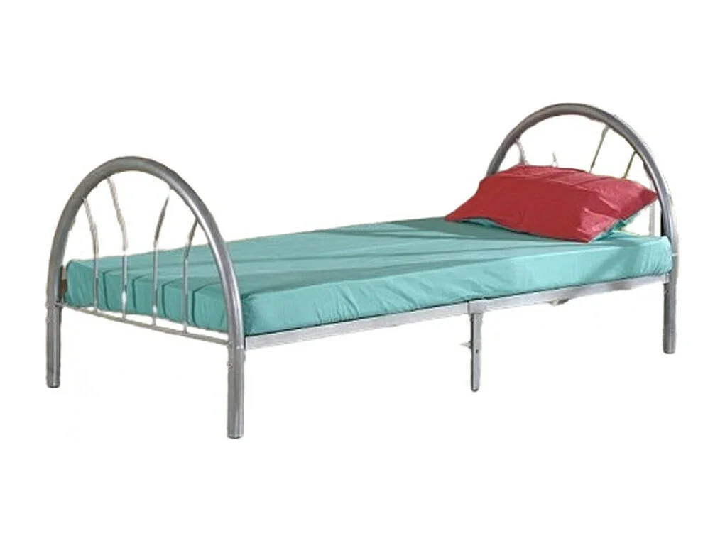 Letto con doghe CAMILLE 90x200 in metallo, colore argento - 210 x 88 x 95 cm