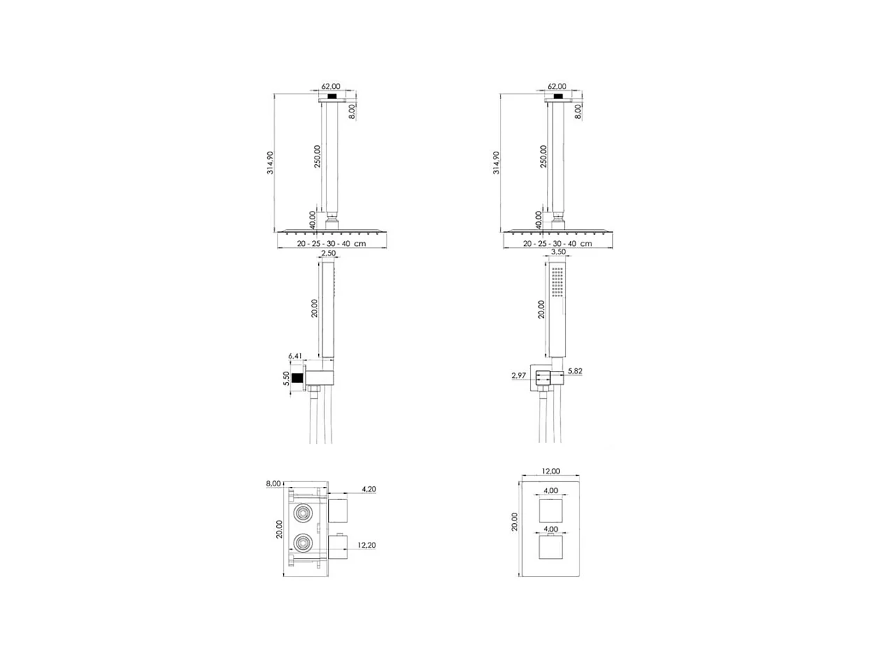 Kit de douche thermostatique à encastrer TILSO noir mat