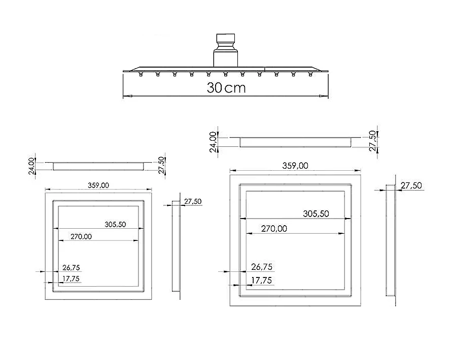 Kit de douche thermostatique à encastrer TILSO noir mat