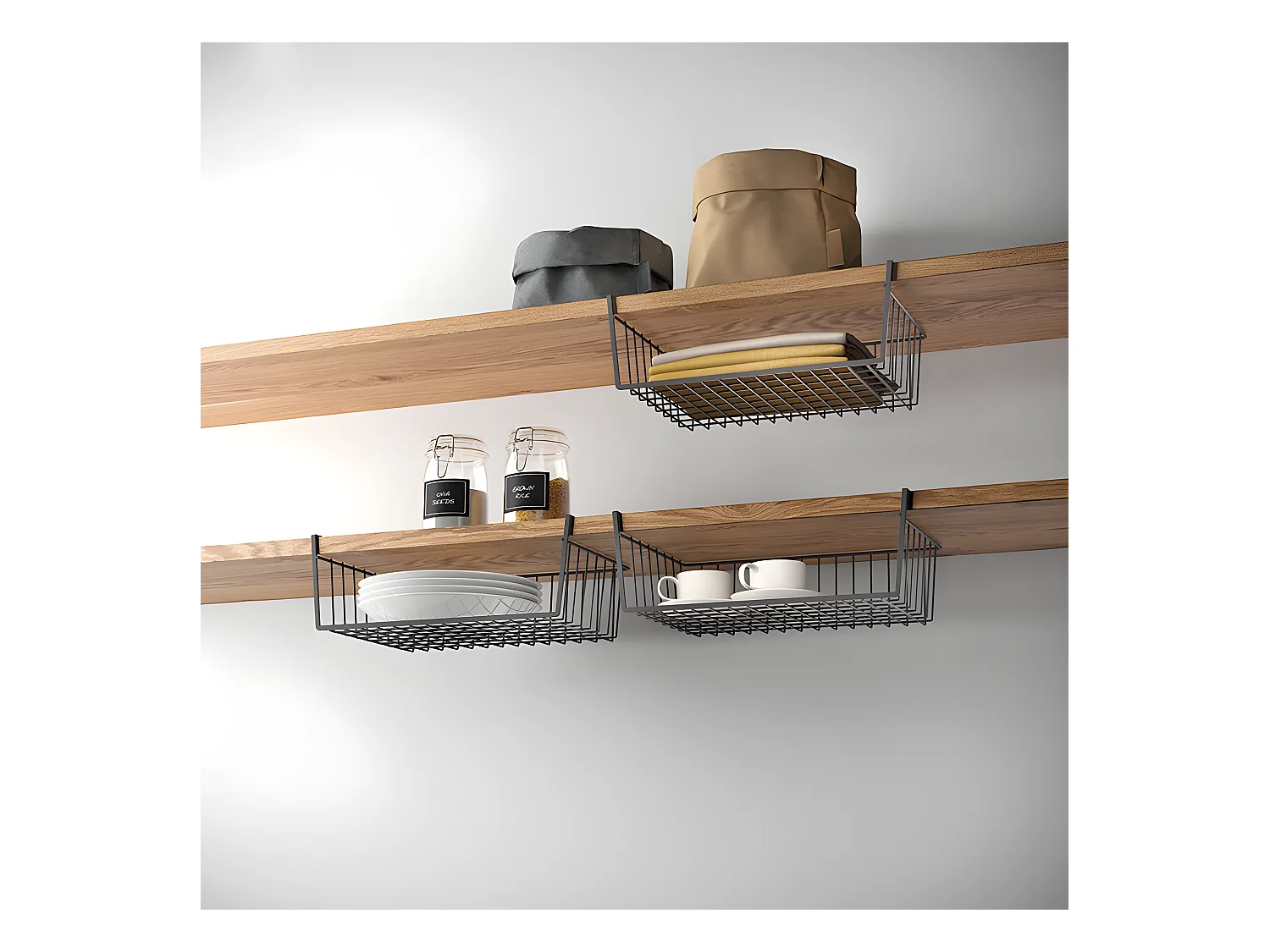 Metaltex Étagère KANGURO 40 cm. Finition Touch-Therm® Couleur Noir