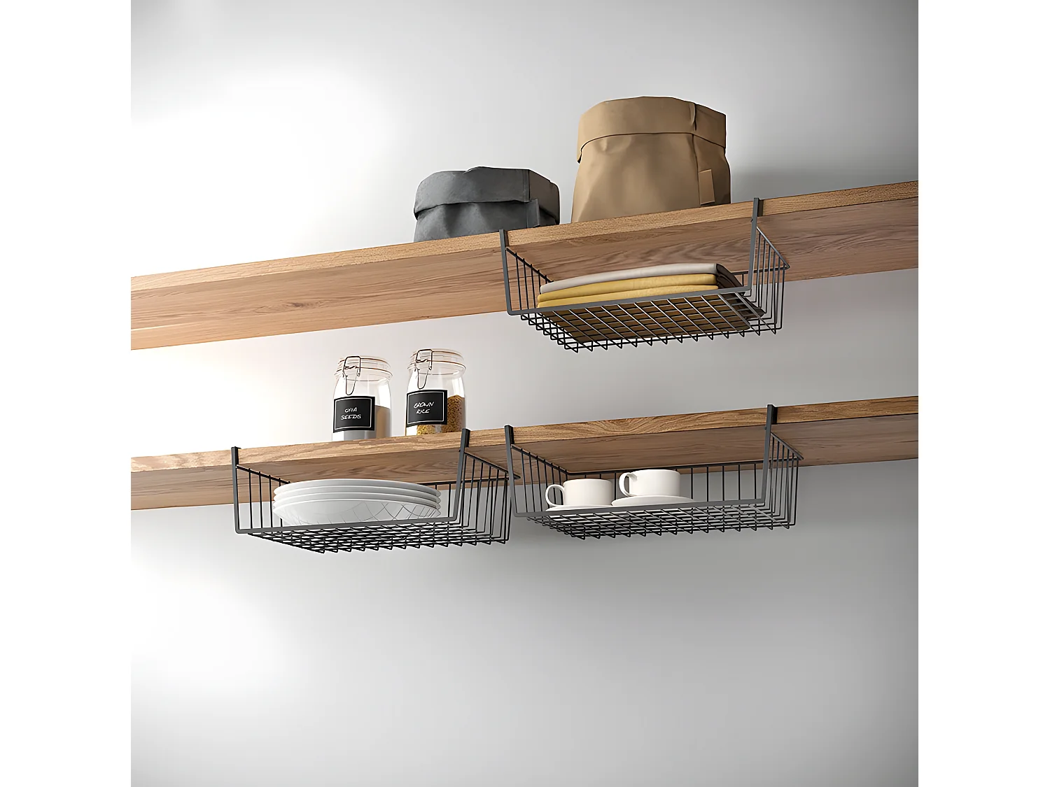 Metaltex Étagère KANGURO 40 cm. Finition Touch-Therm® Couleur Noir