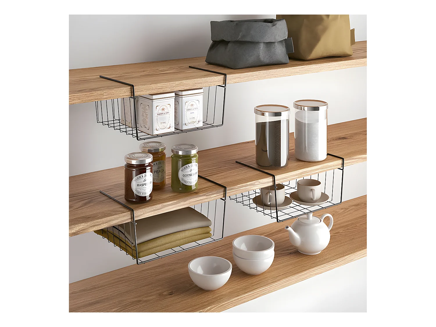 Wandplank KANGURO 30 cm Touch-Therm® Zwart - Metaal/Staal - Gemaakt in Italië