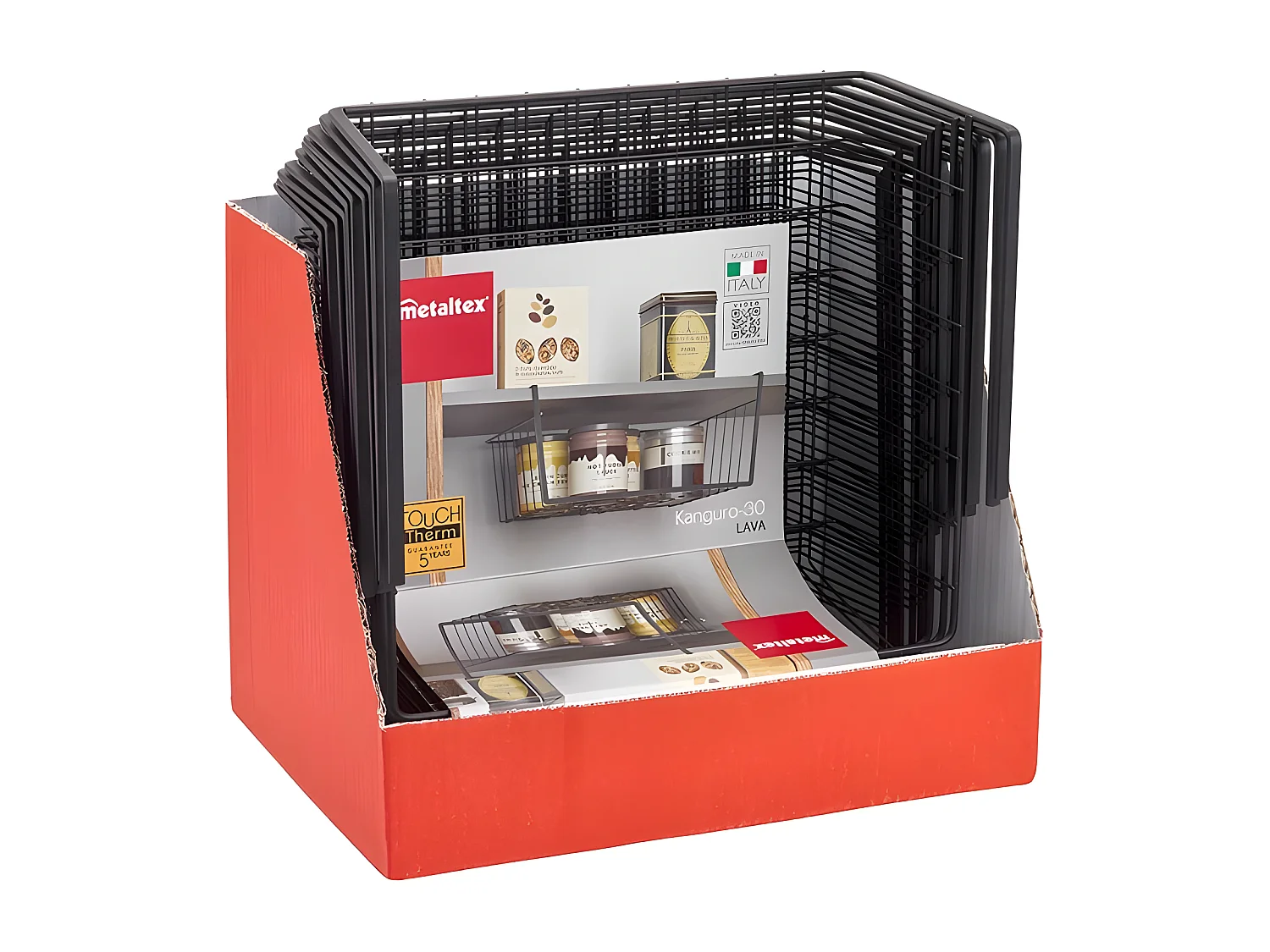 Wandplank KANGURO 30 cm Touch-Therm® Zwart - Metaal/Staal - Gemaakt in Italië