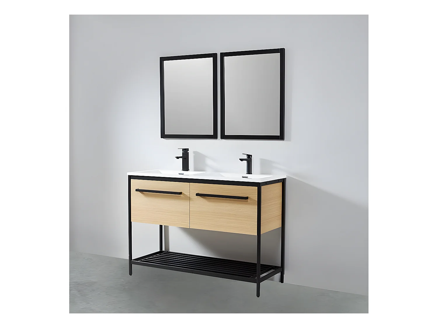 Pack de 2 espejos NEO rectangulares 56x70cm con marco negro mate