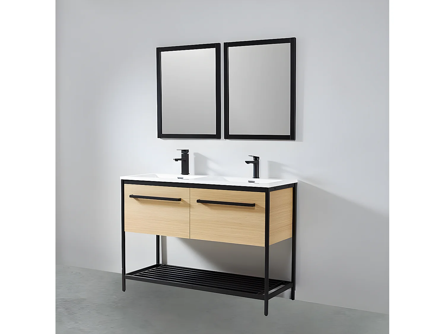 Pack de 2 espejos NEO rectangulares 56x70cm con marco negro mate