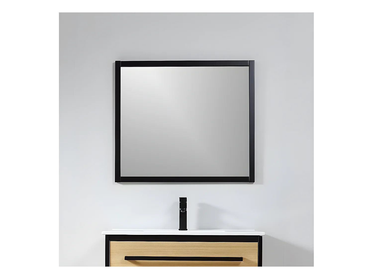 Espejo rectangular SMART 80x70cm con marco negro mate