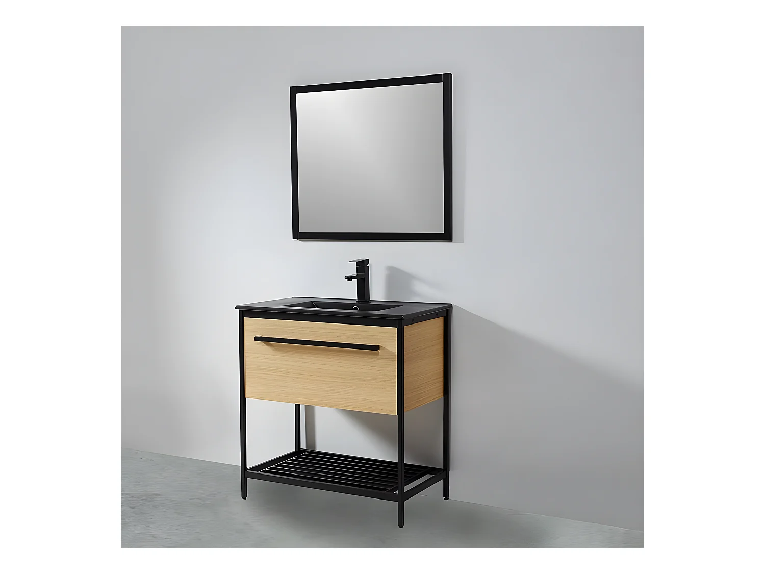 Espejo rectangular SMART 80x70cm con marco negro mate