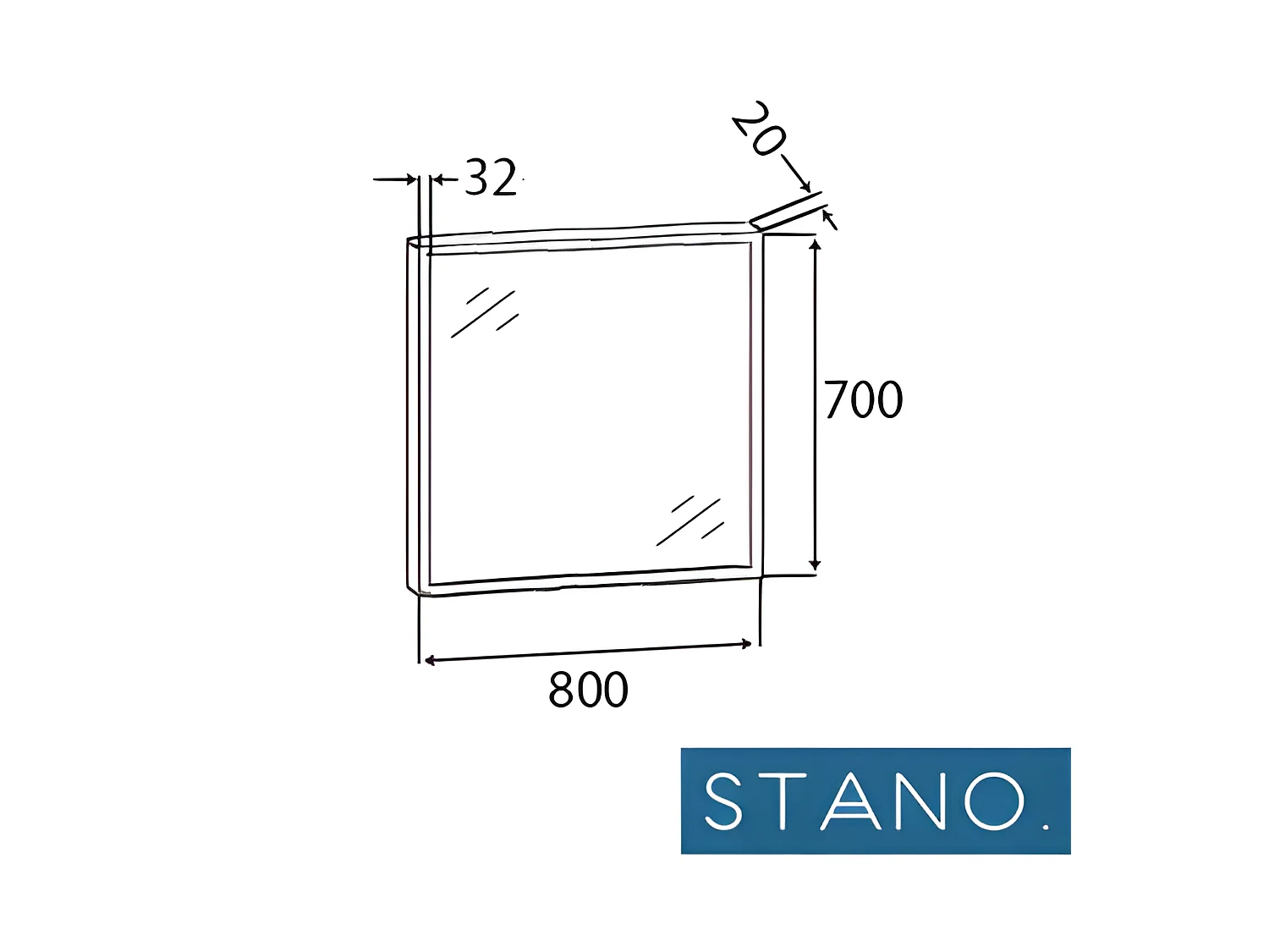 Espejo rectangular SMART 80x70cm con marco negro mate