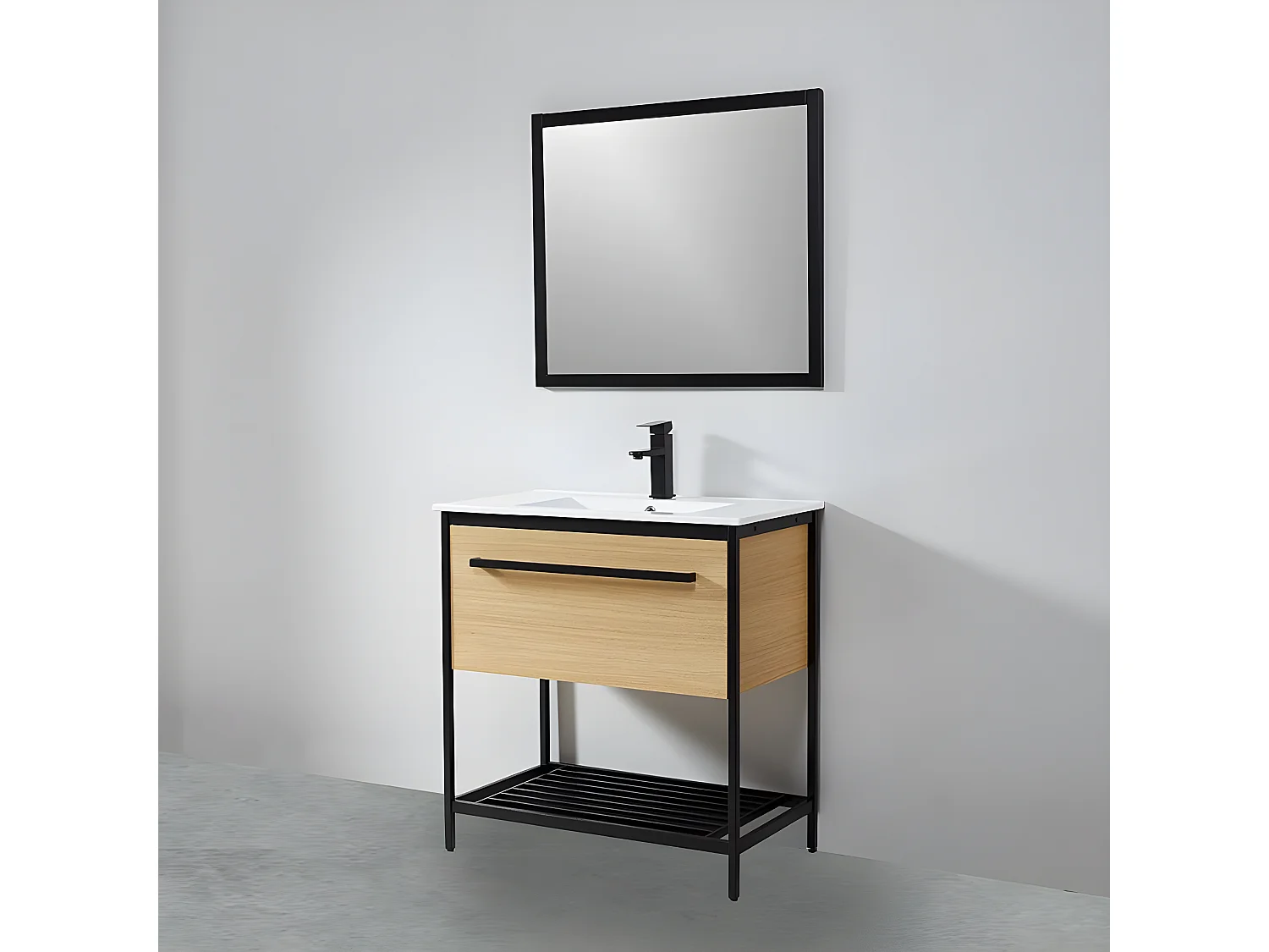 Espejo rectangular SMART 80x70cm con marco negro mate