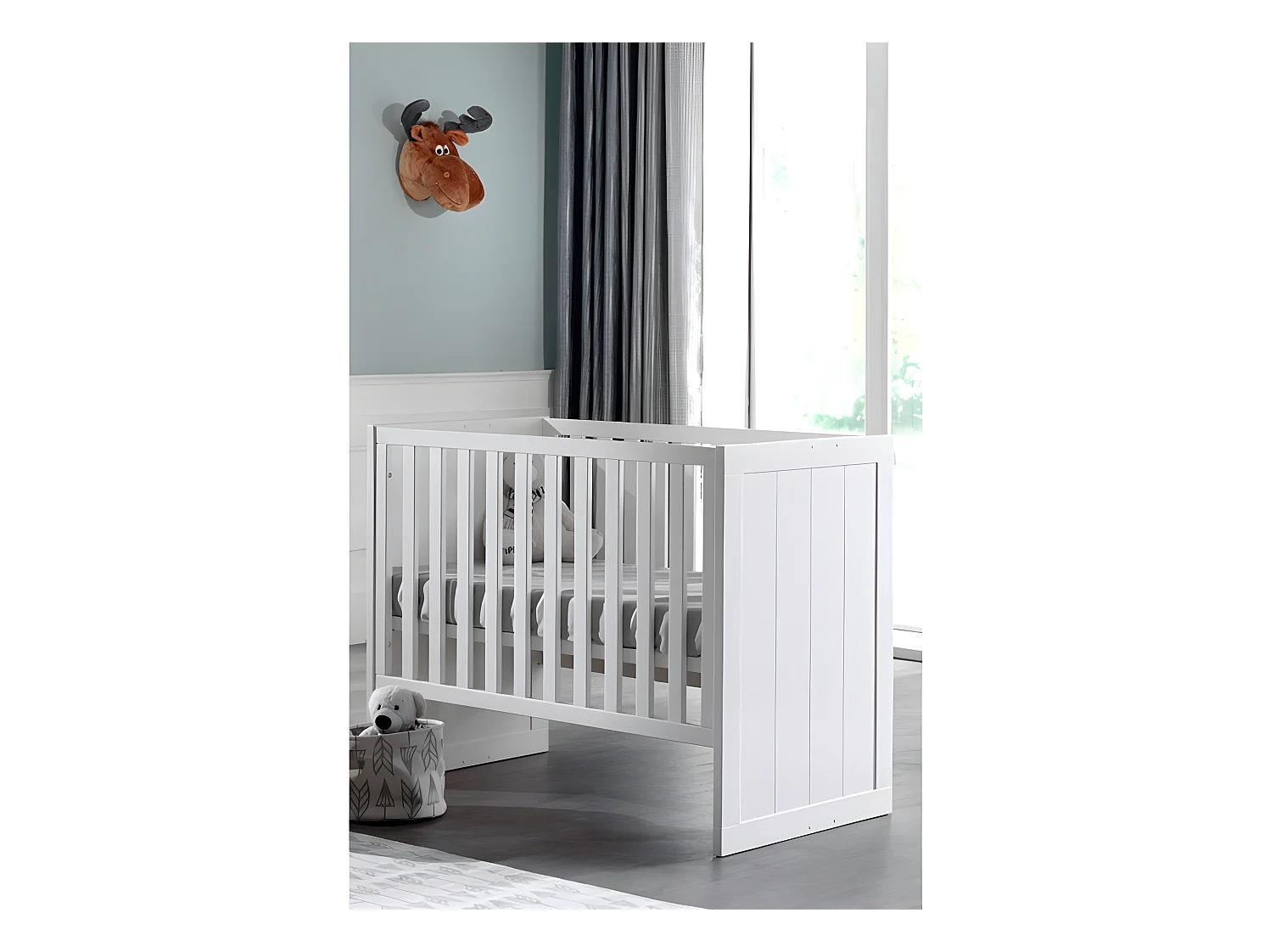 Lit Bébé en Bois "Erik" 60x120cm Blanc