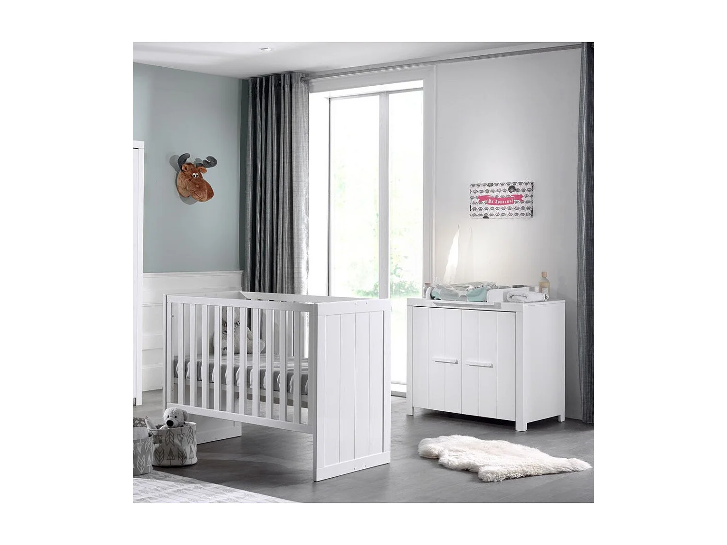 Lit Bébé en Bois "Erik" 60x120cm Blanc